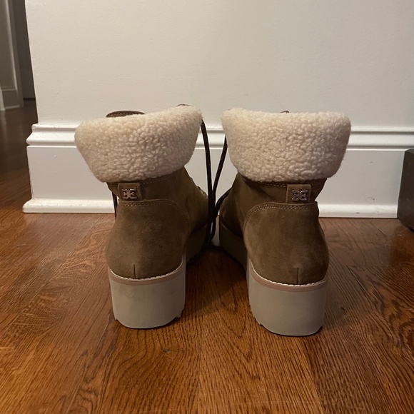SAM EDELMAN Suede Franc Ankle Shearling Warm Boots Toffee Brown 10 - Picture 6 of 8